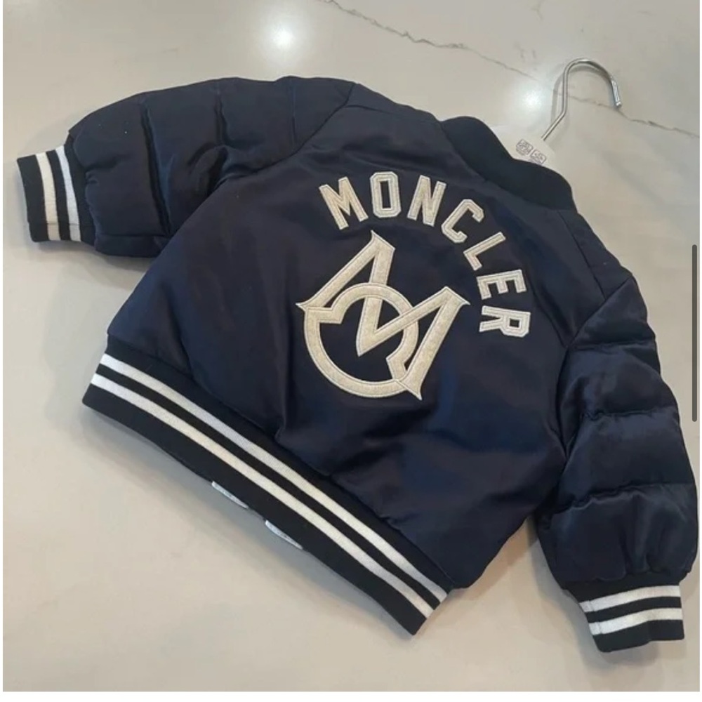 Moncler  AUTHENTIC! Dark Blue Jacket with White Stripes. Nwt and barcode! 3-6 m - Picture 2 of 3